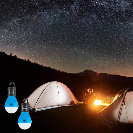 Wakeman Portable LED Tent Light Bulbs - Indoor/Outdoor Hanging Light for Camping by Blue, 2PK 75-CL1020